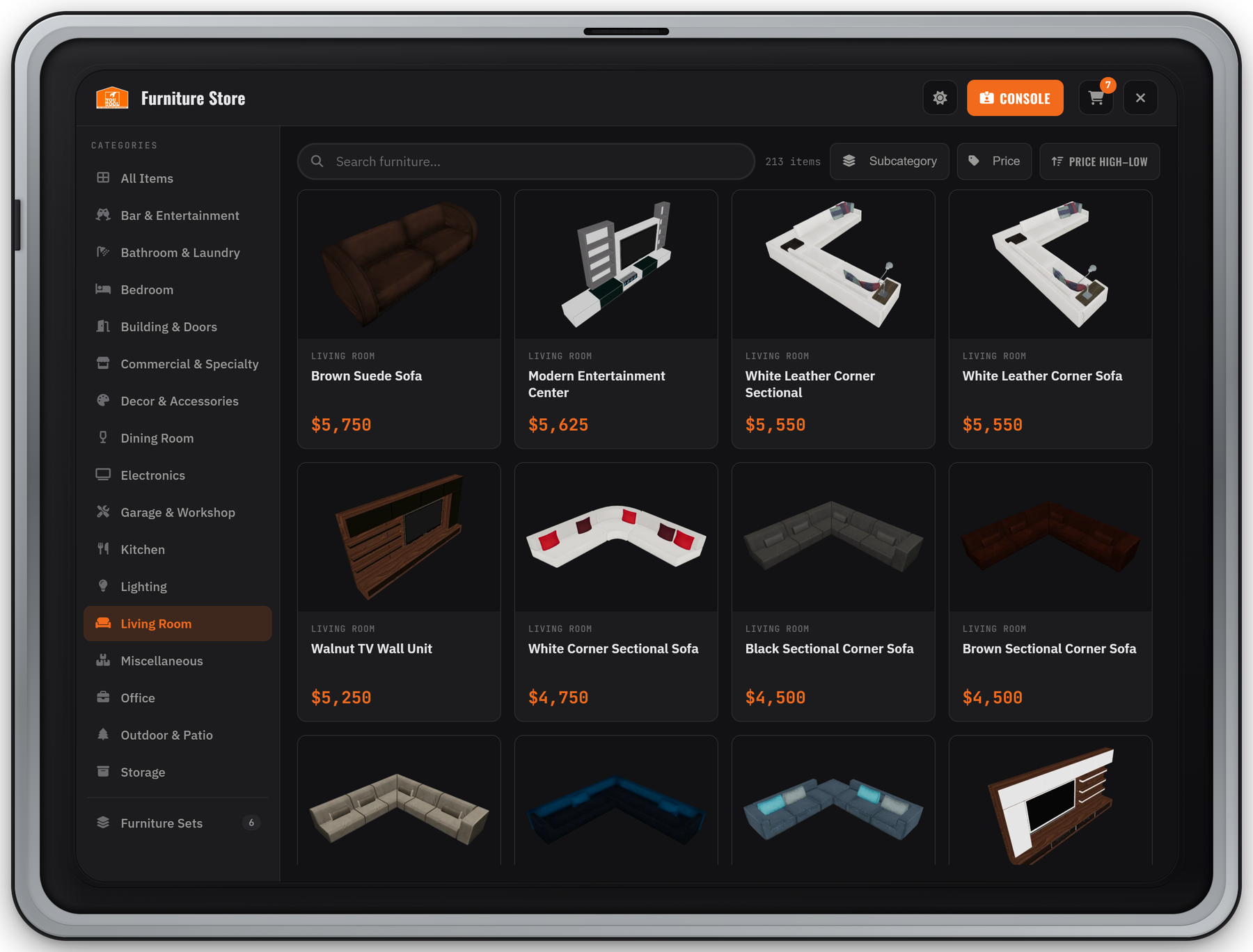 The YouTool tablet shop: category sidebar, search, filters and the product grid with prices
